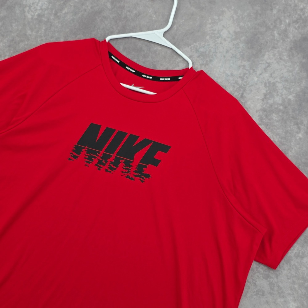 Nike Swim Dri-FIT Rash Guard Mens XL Red Short Sleeve UPF 40+ Swim Shirt